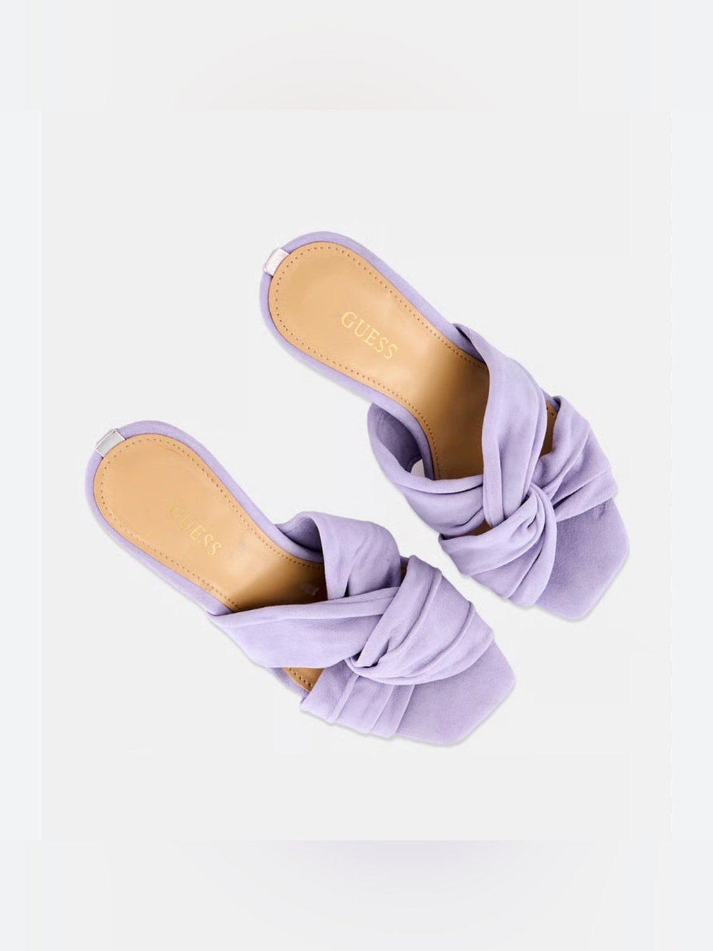 GUESS Daiva Lavender Suede Leather Slide Mules Metallic Logo | Sz. 7 NWB) - Picture 7 of 8